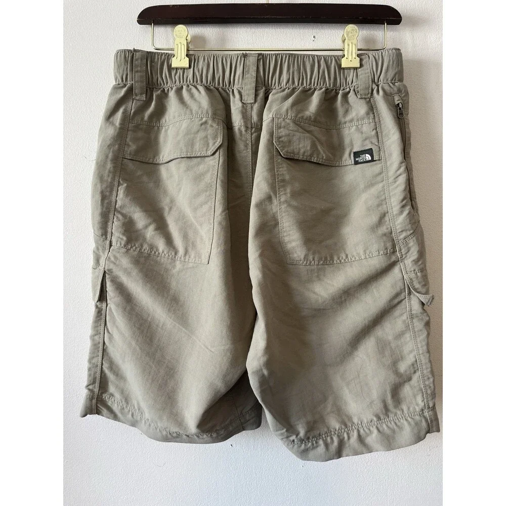 The North Face Cargo Hiking Shorts Mens Small Khaki Nylon Belted Outdoor
